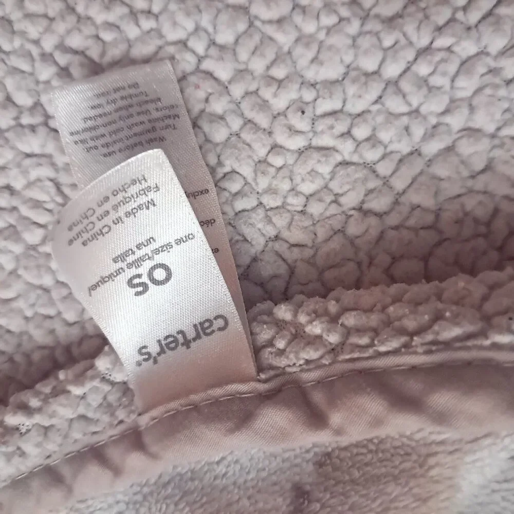 Carter's Owl Baby Blanket Security Lovey Sherpa Brown Gray Tan‎ brown Cream READ